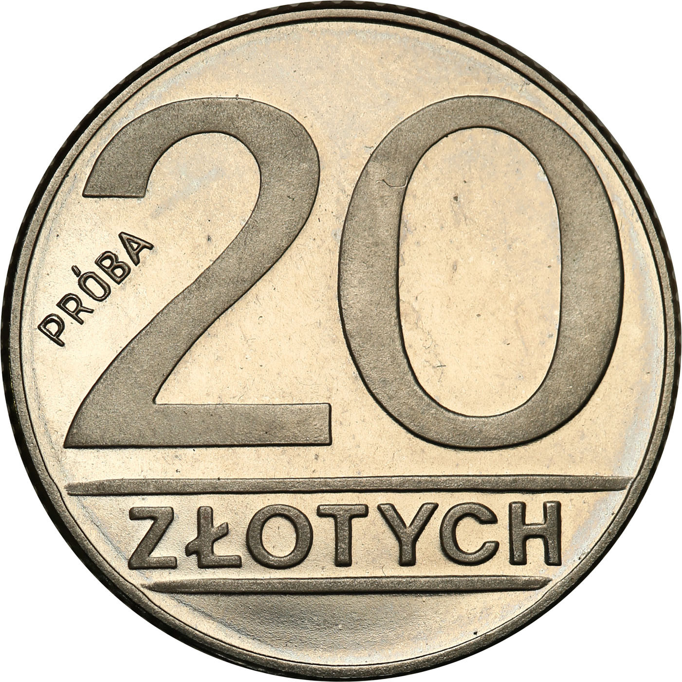 PRL. PRÓBA Nikiel 20 złotych 1989 nominał